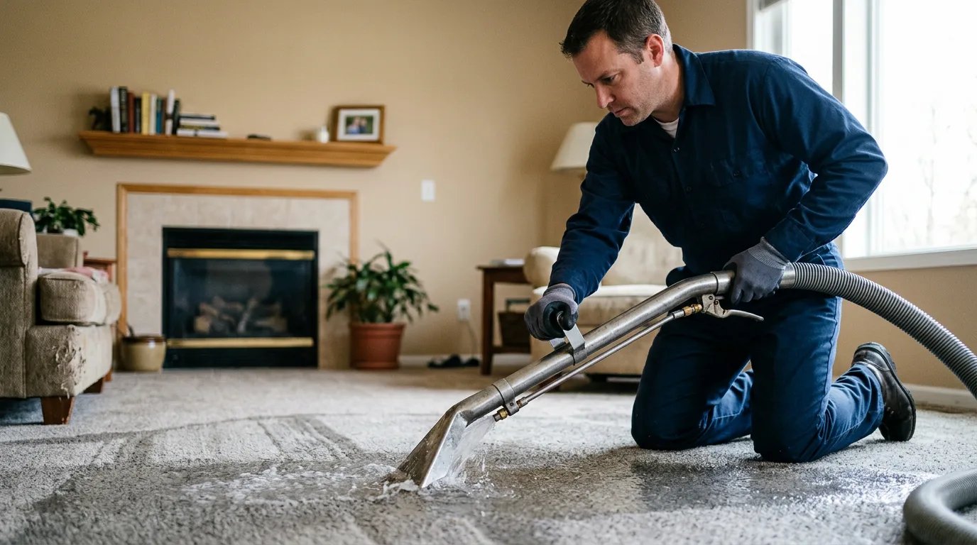 Water damage restoration technician working near Fort Worth, TX